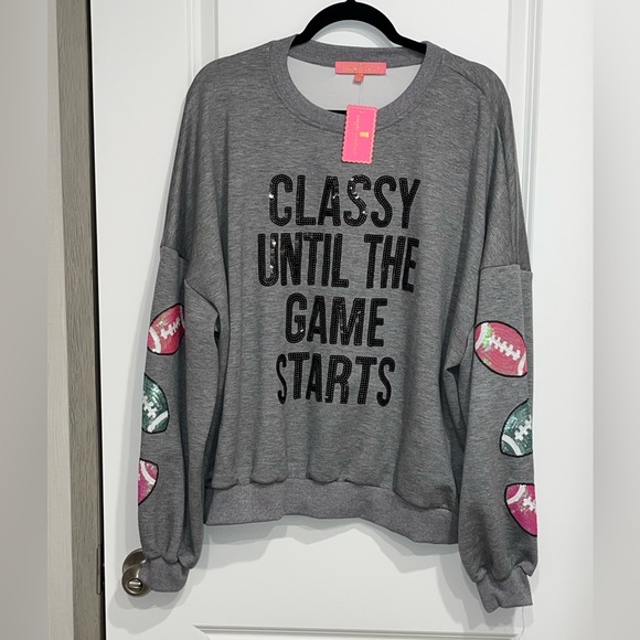 Simply Southern Sweatshirt “Classy” Game Day Women’s XXL NWT Sequin Football - Picture 1 of 6